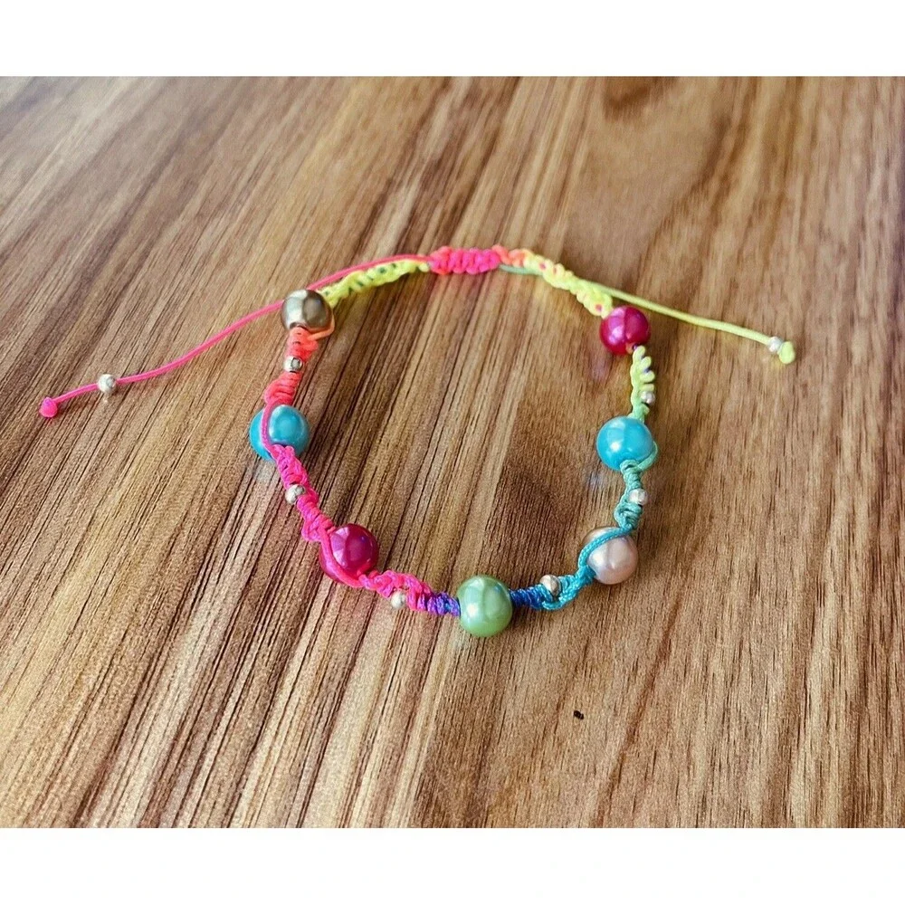New Handmade Beaded Braided Charm Bracelet Multicolor Women’s - Picture 2 of 10
